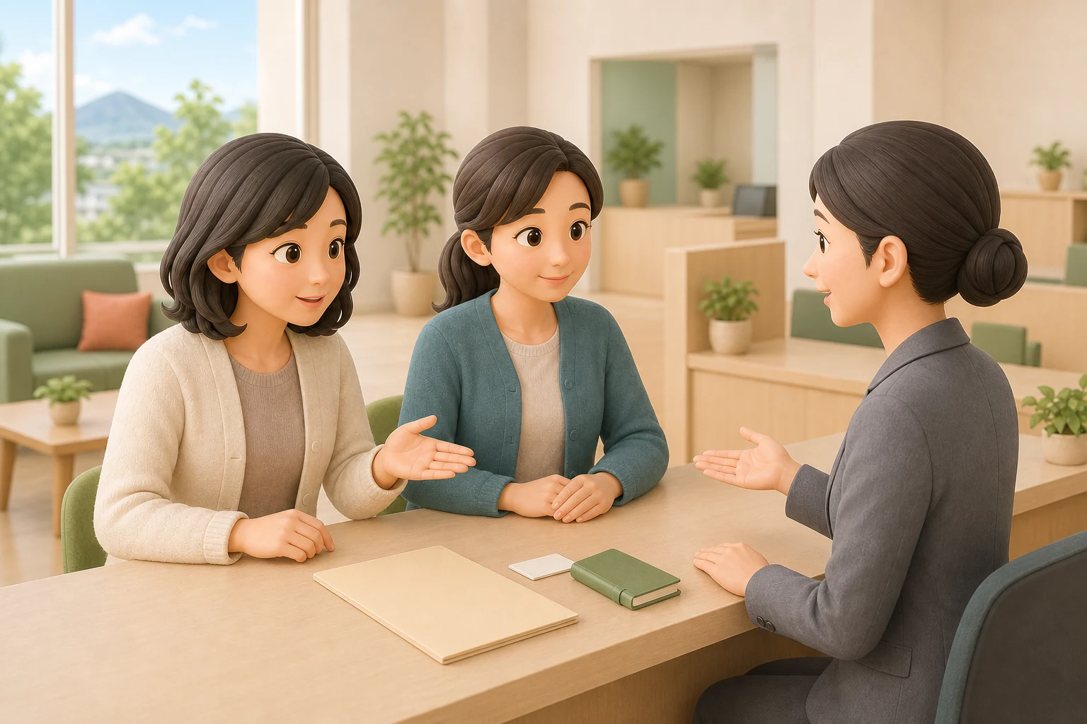 本人を中心に鹿児島市の相談窓口で生活介護の相談と申請を進める場面